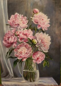 Alina Tazhikenova SOA: Symphony of Peonies, oil on canvas