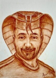 Pepa Yordanovа: The Serpent King: Sepia Drawving: 33/23 sm