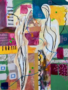 Sheri Stuffle Hill: 'The Space Between Words' acrylic on heavy paper, 47cm(W) x 62cm (H)