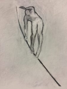 Guy Barkley-Smith: Tightrope Walker, pencil on paper.