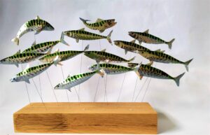 Val Hughes: Large fish shoal sculpture.