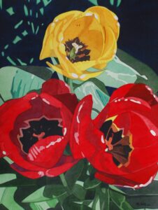 Marjorie Collins OAS: TULIP TRIO Watercolour 52 x 39 cm