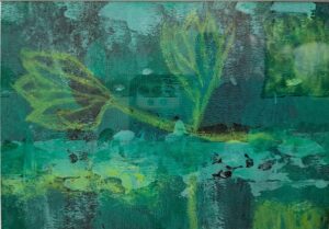 Gillian Skyte: 'Viridian'    Acrylics and oil pastel    20cmx30cm framed    £25