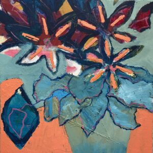 Sheri Stuffle Hill: 'Vital Bloom' acrylic on board, 38cm x 38cm