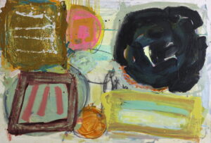 Belinda Ellis: Belinda Ellis 'Wasp' 2019, oil, acrylic & charcoal on canvas, 58 x 109cm