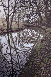 Alexandra Buckle: Winter River linocut by Alexandra Buckle