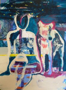 Sheri Stuffle Hill: 'With Her Eternal Protector' acrylic on heavy paper, 56cm (W) x 76cm (H)