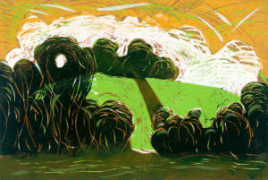 Catriona Brodribb OPC: 'Wittenham Clumps VIa', woodcut