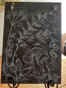 Sharon Rich WOA: "Woodland Foliage" Delabole Slate wall-hanging.