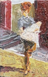 Howard Aspden: Woman with a Baby. Oil on wood