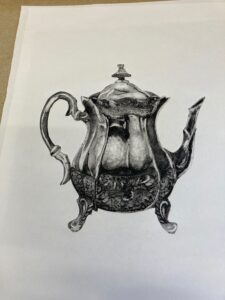Julie Herd: Coffee pot, Collagraph on paper