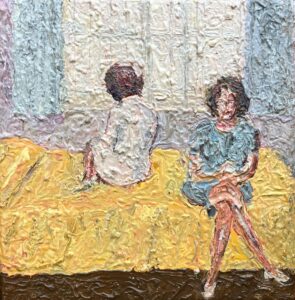 Howard Aspden: Couple on a Bed. Oil on Canvas