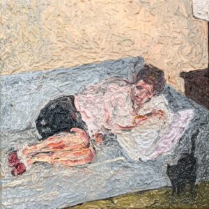 Howard Aspden: Figure on a Settee. Oil on Canvas