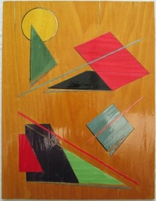 Gabriella Blakey OCG: Gabriella Blakey  'University Graduation No.2' - Marquetry: Coloured veneer inlaid wood panel