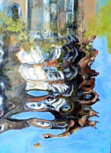 Jane Kelly OAS, SOA: Grandpoint House, Head of the River, Oxford. Oil on Paper.