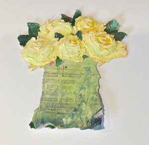Claire Fyfe-Jackson: Yellow roses mixed media painting