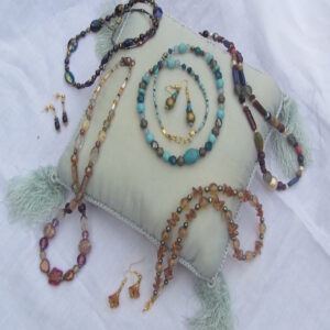 Margaret Horton: Samples of bead jewellery, made from recycled beads. Every one unique! Prices £10 to £16 for necklaces, £3-£5 for earrings.