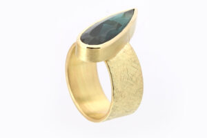 Emily Fermor: Green/blue Tourmaline ring, all 18ct yellow gold