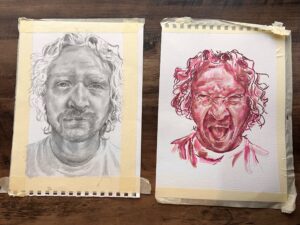 Harriet Allan: Calm down, pencil and mixed ink