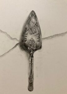 Julie Herd: Fancy cake slice. Graphite on paper.