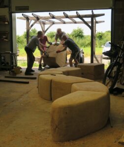 Rodas Irving: Oak Earthworm bench in the workshop