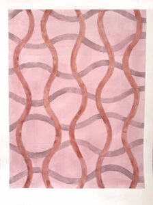 Lavinia Gallie: Brown and Pink Curves; watercolour:  75 x 56 cms