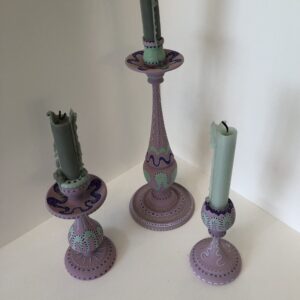 Melanie Phillips WOA: Purple and green folk art candles sticks