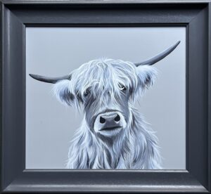 Melanie Charles: Skye highland cow acrylic on board