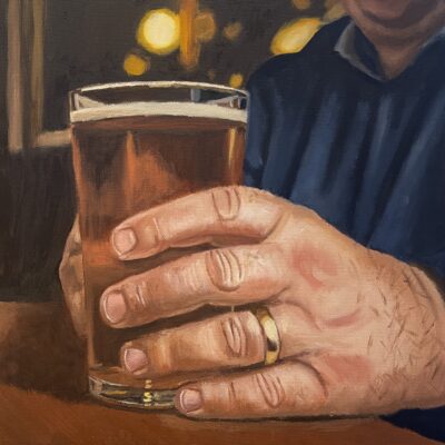 A Warm Beer. Oil on Canvas, 12 x12”.