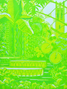 Sally-Anne Stewart OAS: 'The Water Lily House' linocut print