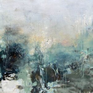 Addy Gardner: Icy breath, Mixed materials on canvas, 100 x 100cm, 2025.   £2,500