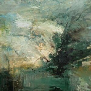 Addy Gardner: High on the hill, Mixed materials on canvas, 100 x 100cm, 2024.   £2,500